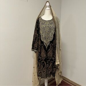 Black and Gold Heavy Embroidered Formal Shalwar Kameez